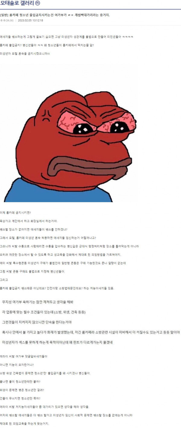 룸카페 청소년 출입금지가 진짜 뭐가 문제인지 모름?